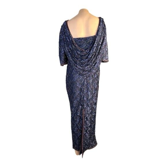 Vintage SCALA Black Beaded Peek-a-Boo Back Gown – Size L (Est. 12/14) - Picture 4 of 11